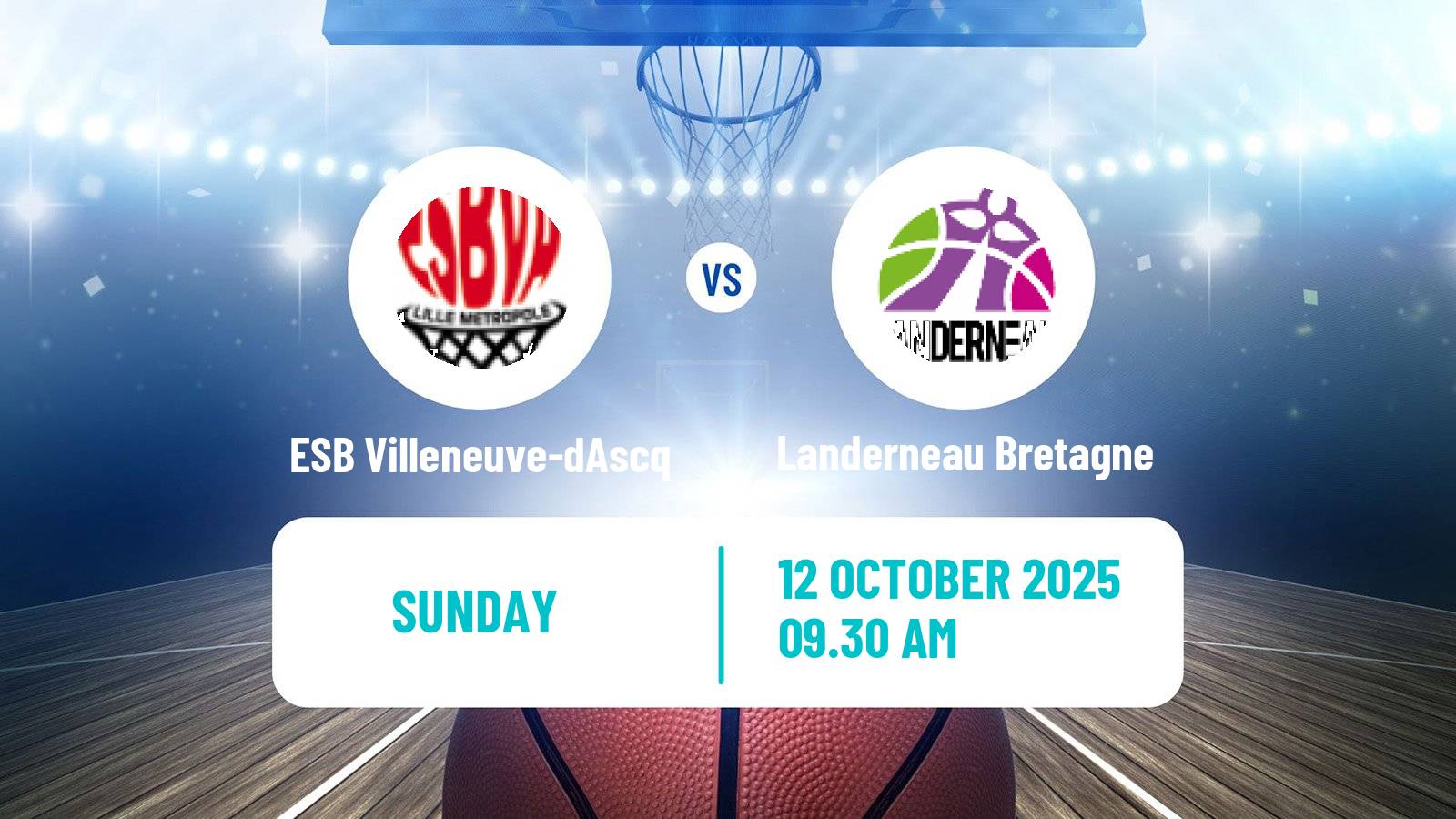 Basketball French LFB ESB Villeneuve-dAscq - Landerneau Bretagne