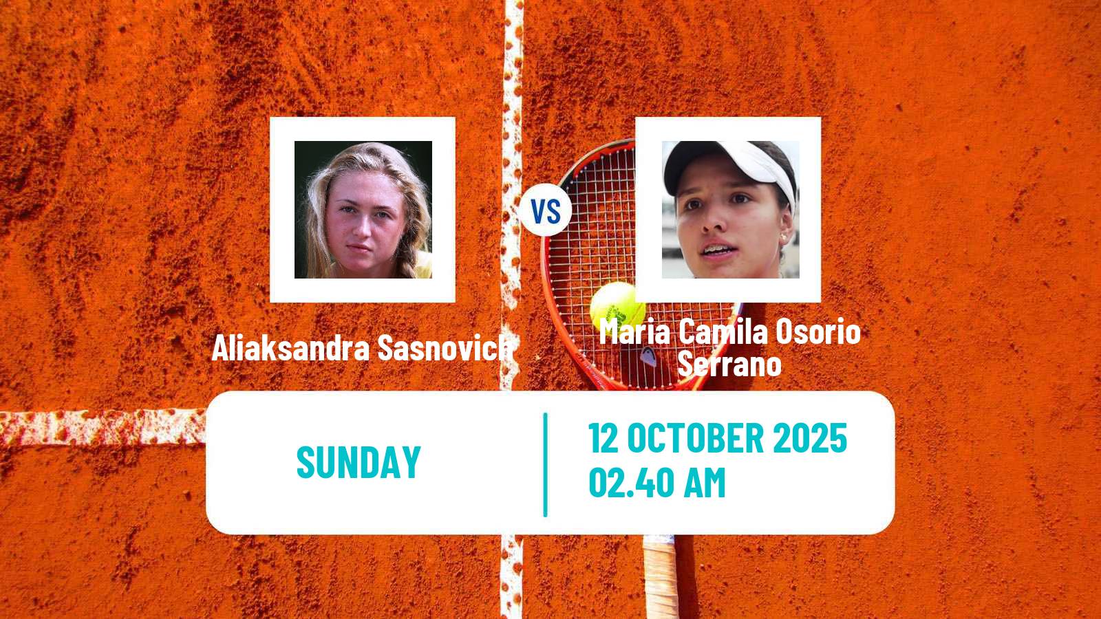 Tennis WTA Ningbo Aliaksandra Sasnovich - Maria Camila Osorio Serrano
