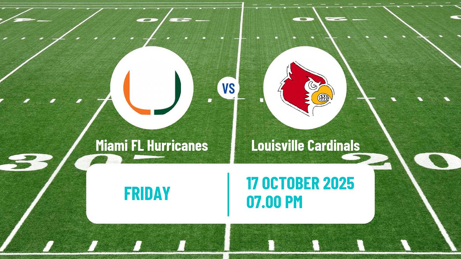 American football NCAA College Football Miami FL Hurricanes - Louisville Cardinals