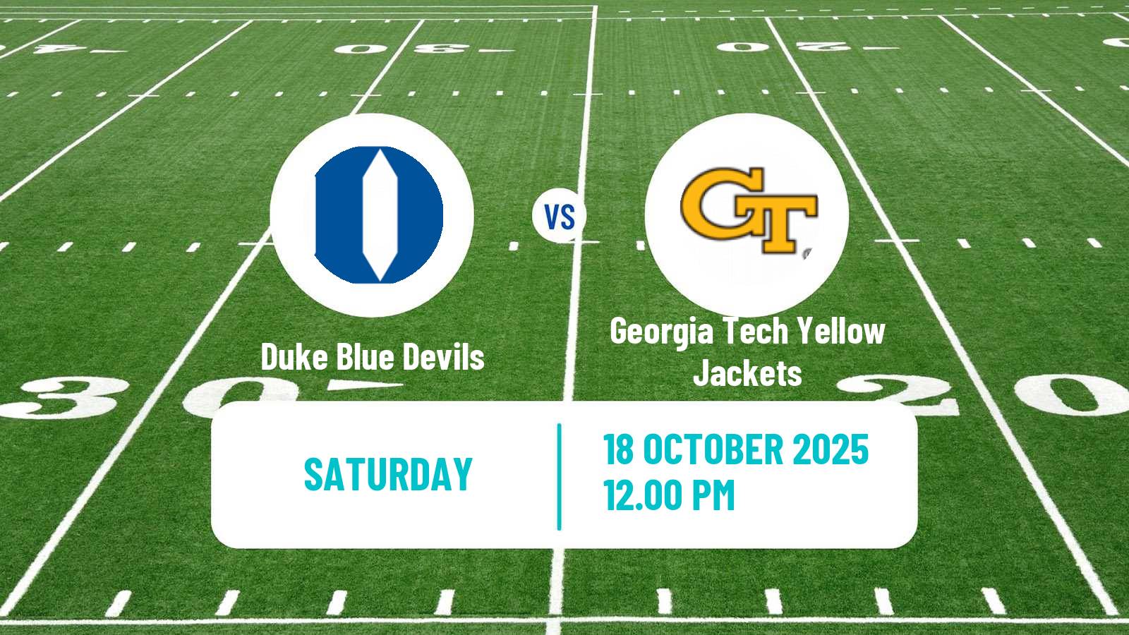 American football NCAA College Football Duke Blue Devils - Georgia Tech Yellow Jackets