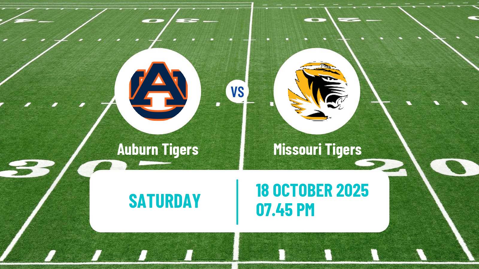 American football NCAA College Football Auburn Tigers - Missouri Tigers