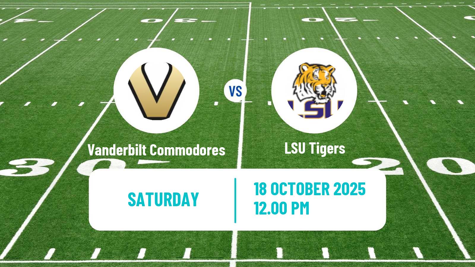 American football NCAA College Football Vanderbilt Commodores - LSU Tigers