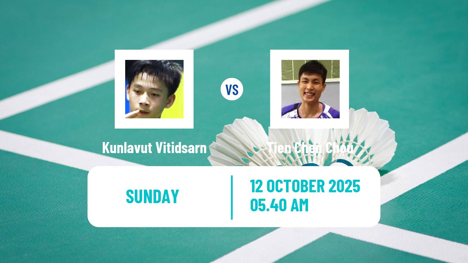 Badminton BWF World Tour Arctic Open Men Kunlavut Vitidsarn - Tien Chen Chou