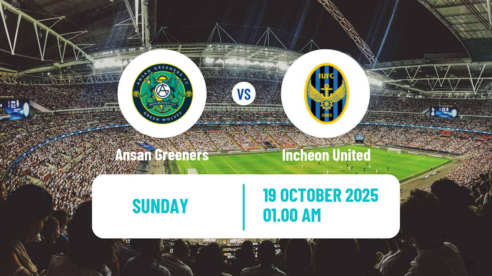Football South Korean K-League 2 Ansan Greeners - Incheon United