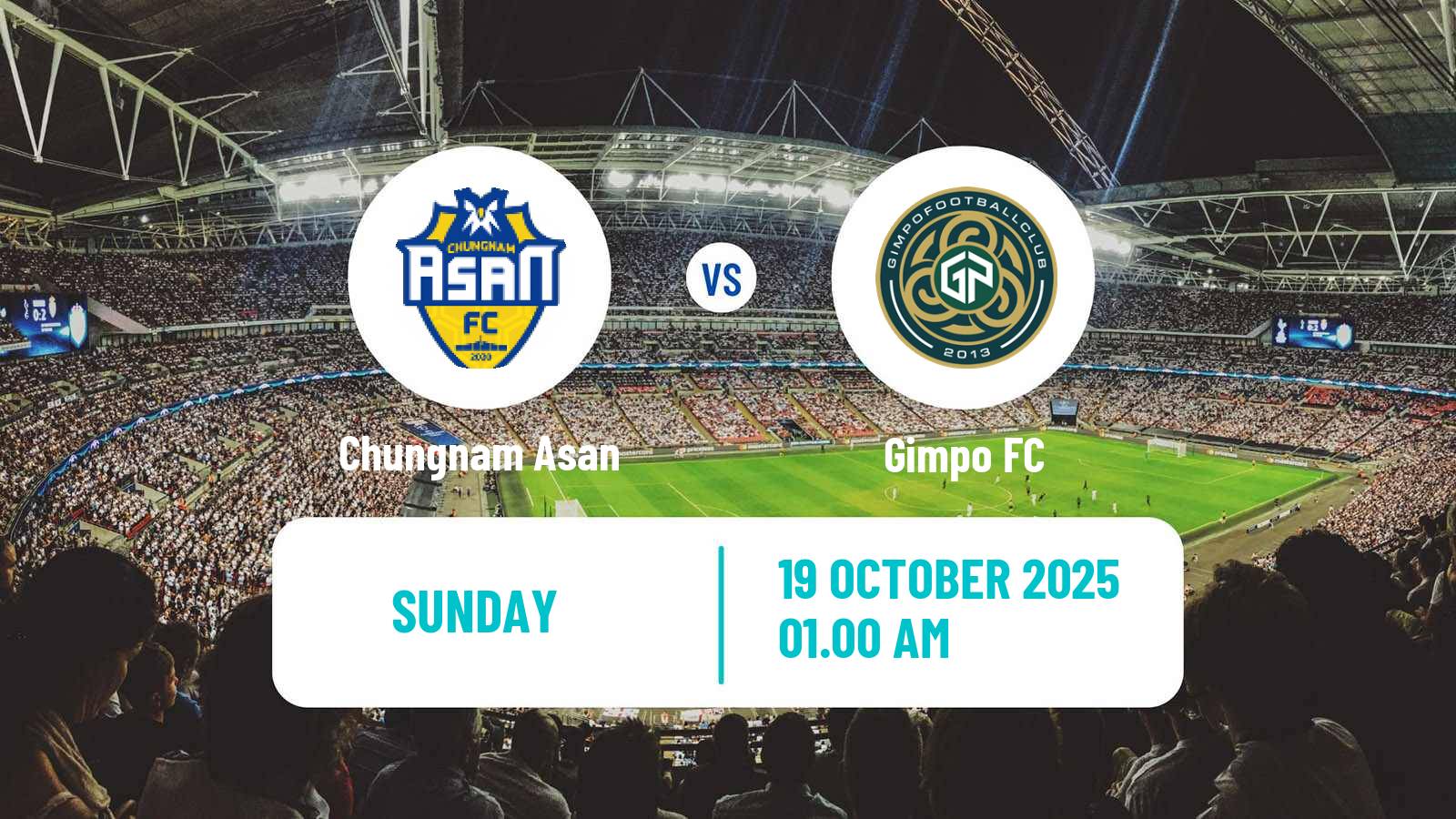 Football South Korean K-League 2 Chungnam Asan - Gimpo