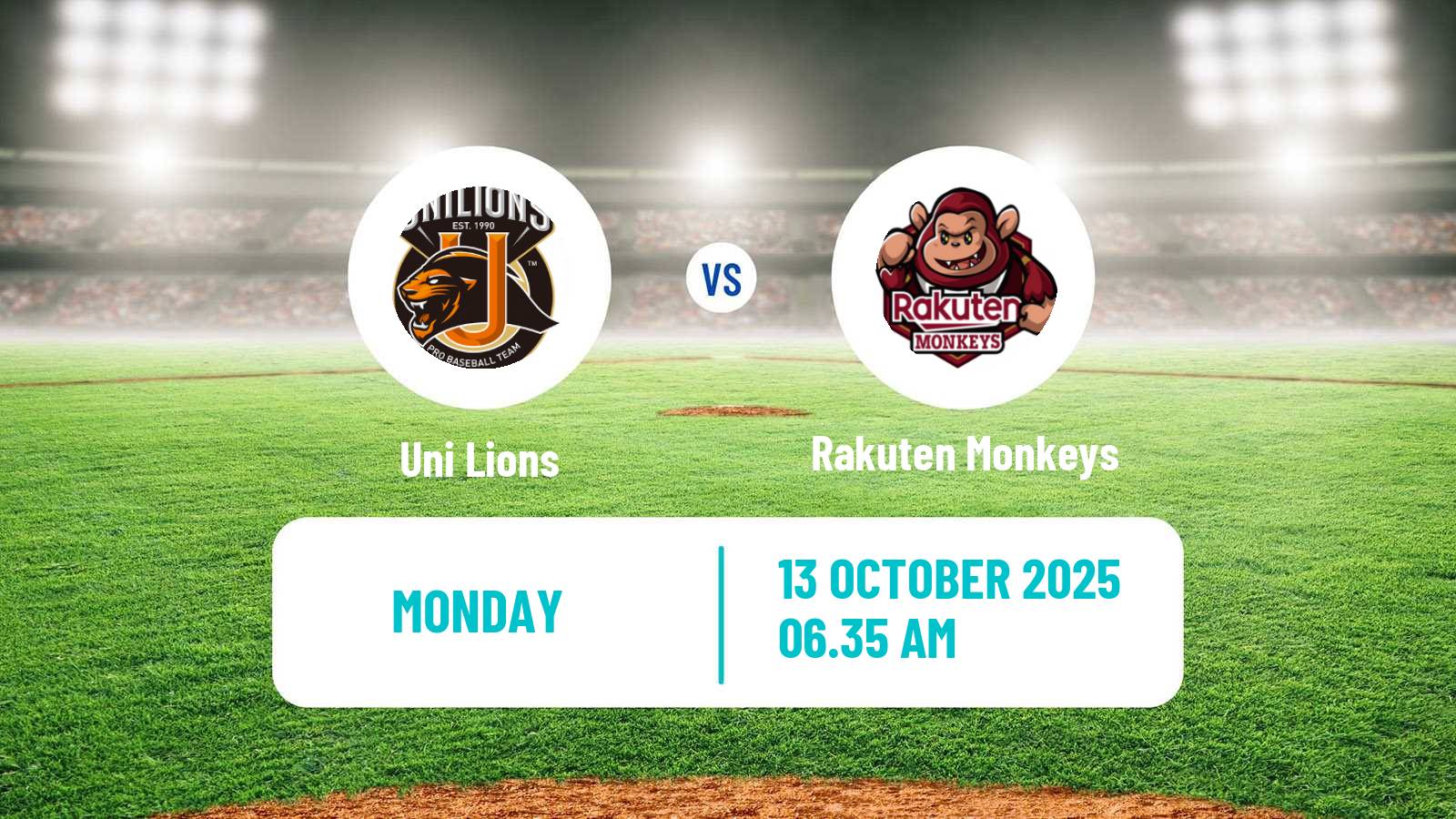 Baseball Taiwan CPBL Uni Lions - Rakuten Monkeys