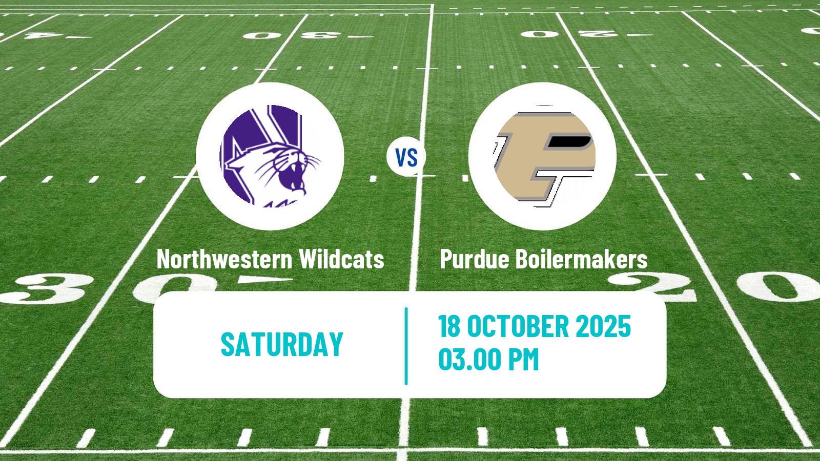 American football NCAA College Football Northwestern Wildcats - Purdue Boilermakers