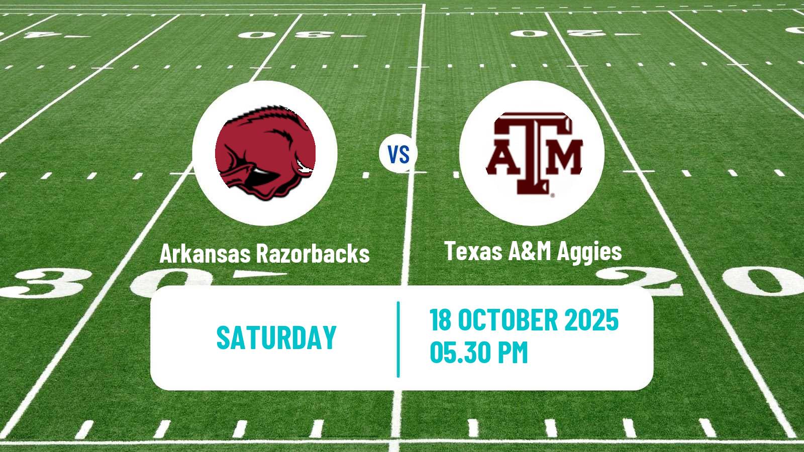 American football NCAA College Football Arkansas Razorbacks - Texas A&M Aggies