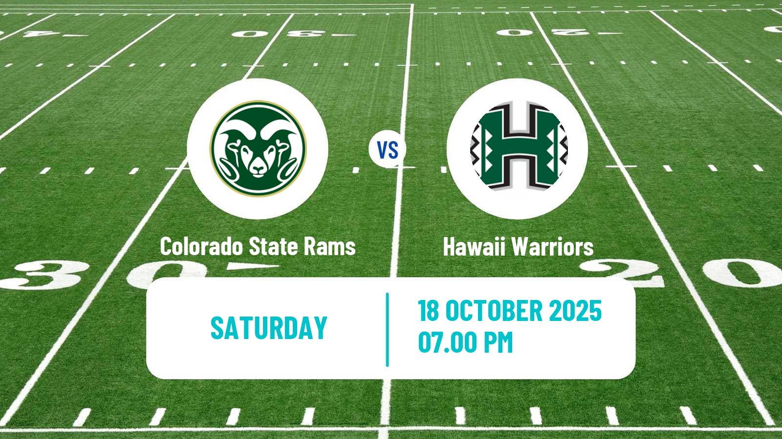 American football NCAA College Football Colorado State Rams - Hawaii Warriors
