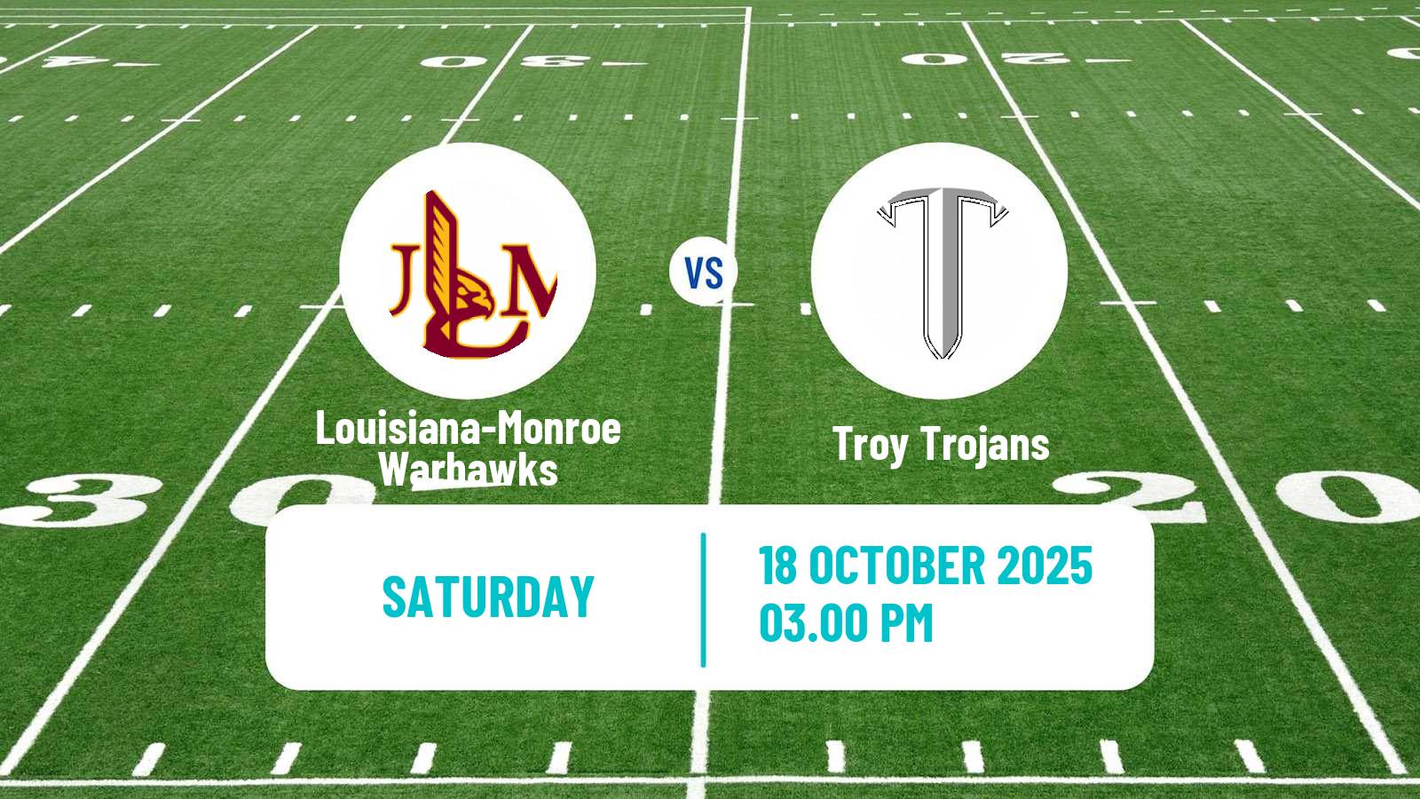 American football NCAA College Football Louisiana-Monroe Warhawks - Troy Trojans