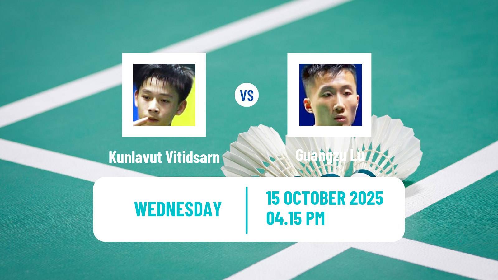 Badminton BWF World Tour Denmark Open Men Kunlavut Vitidsarn - Guangzu Lu