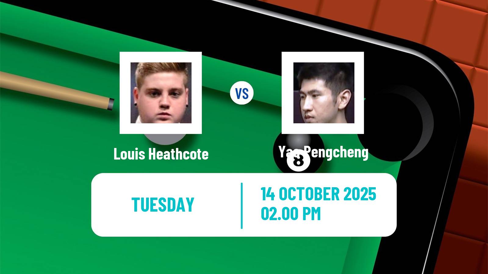 Snooker Scottish Open Louis Heathcote - Yao Pengcheng
