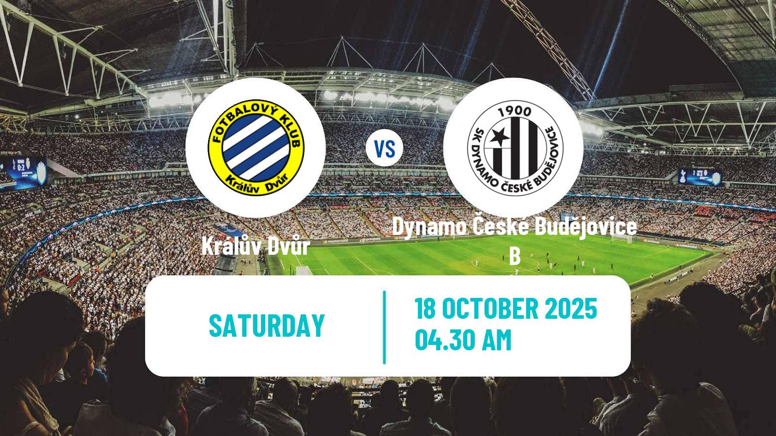 Football Czech CFL Group A Králův Dvůr - Dynamo České Budějovice B