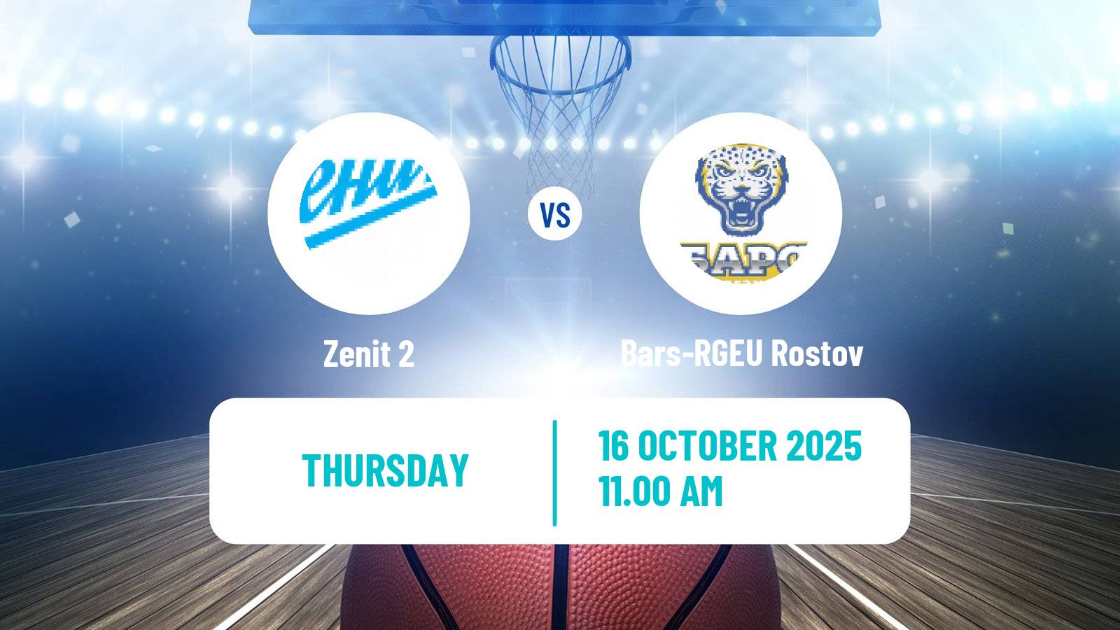 Basketball Russian Super League Basketball Zenit 2 - Bars-RGEU Rostov