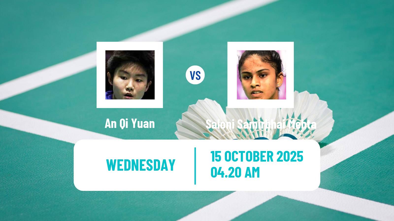 Badminton BWF World Tour Kl Masters Malaysia Super 100 Women An Qi Yuan - Saloni Samirbhai Mehta