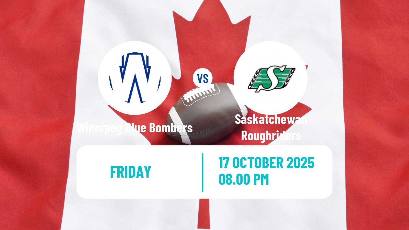 Canadian football CFL Winnipeg Blue Bombers - Saskatchewan Roughriders