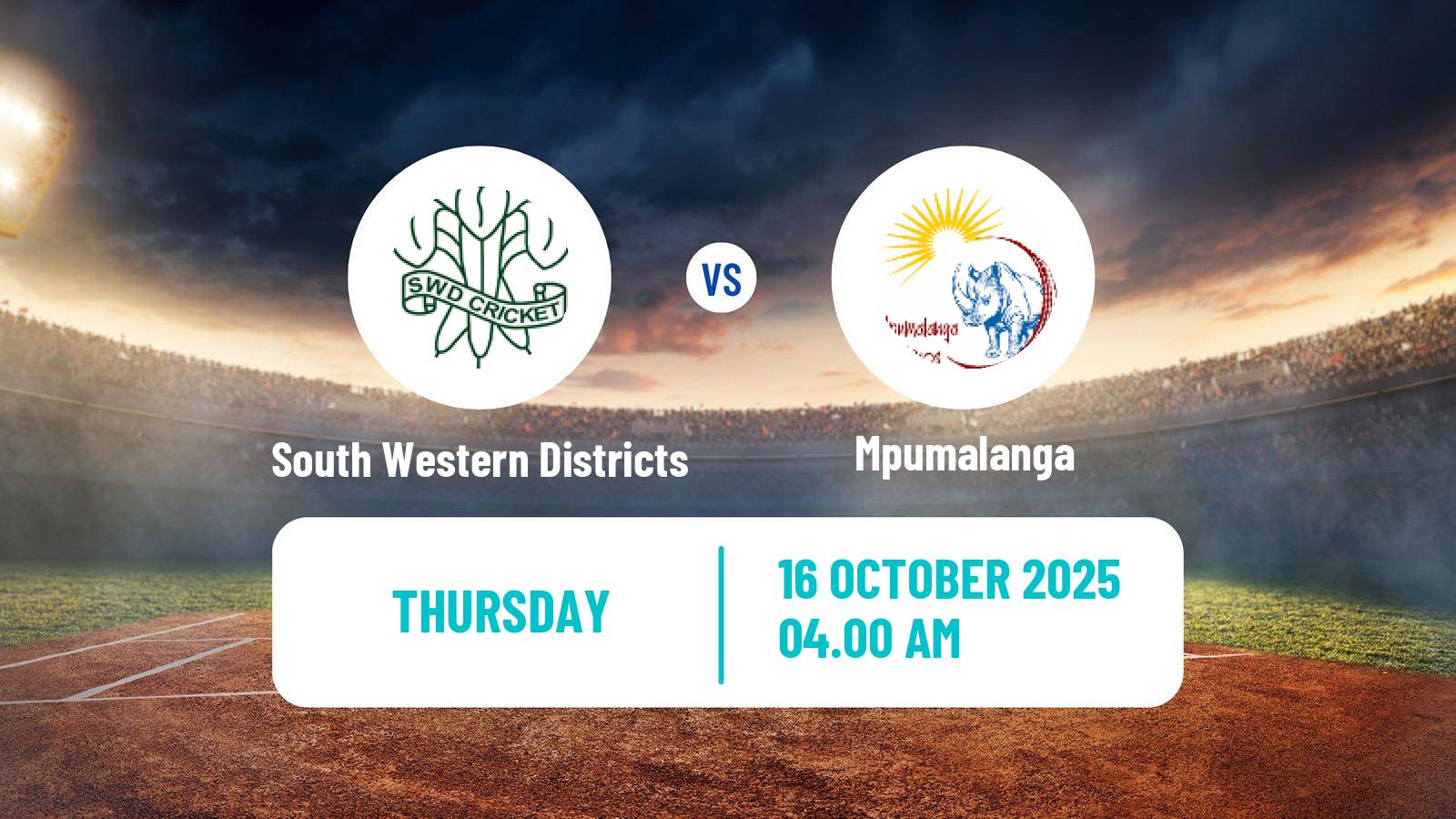 Cricket CSA 4-Day Franchise Series South Western Districts - Mpumalanga