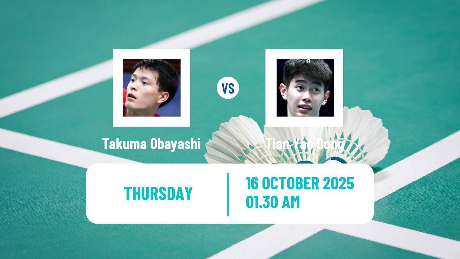 Badminton BWF World Tour Kl Masters Malaysia Super 100 Men Takuma Obayashi - Tian Yao Dong