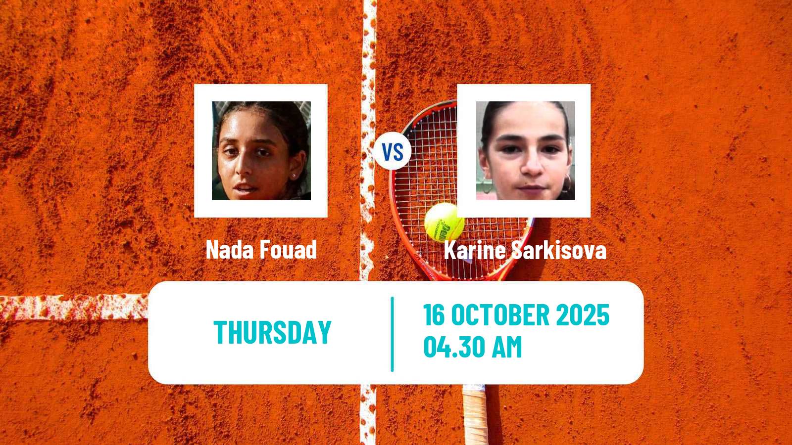 Tennis ITF W15 Sharm Elsheikh 15 Women Nada Fouad - Karine Sarkisova