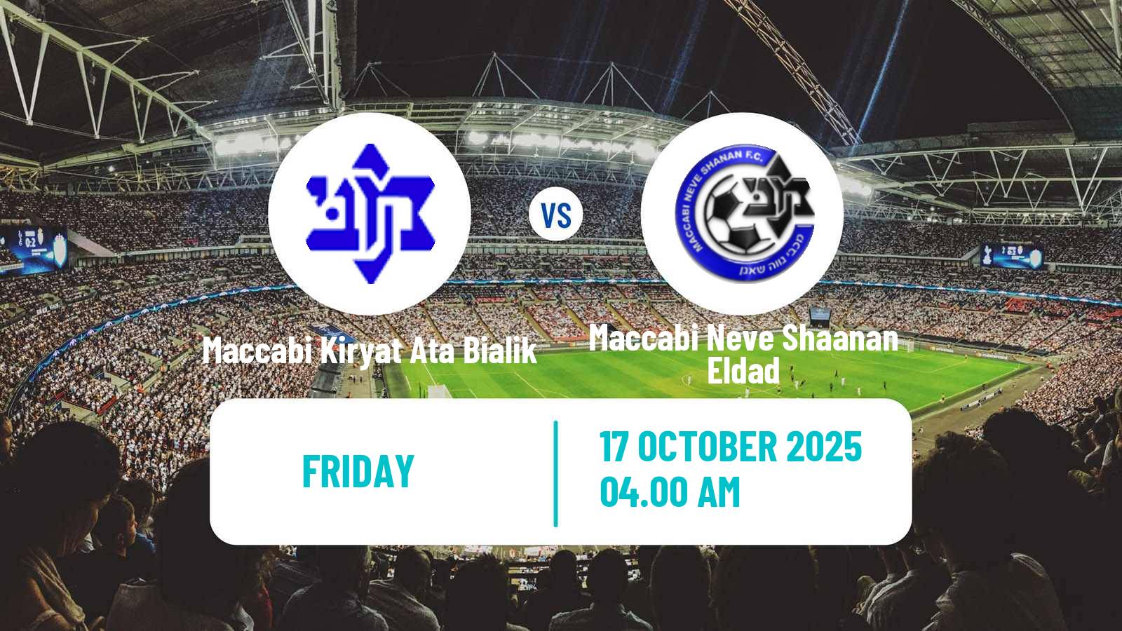 Football Israeli Liga Alef North Maccabi Kiryat Ata Bialik - Maccabi Neve Shaanan Eldad