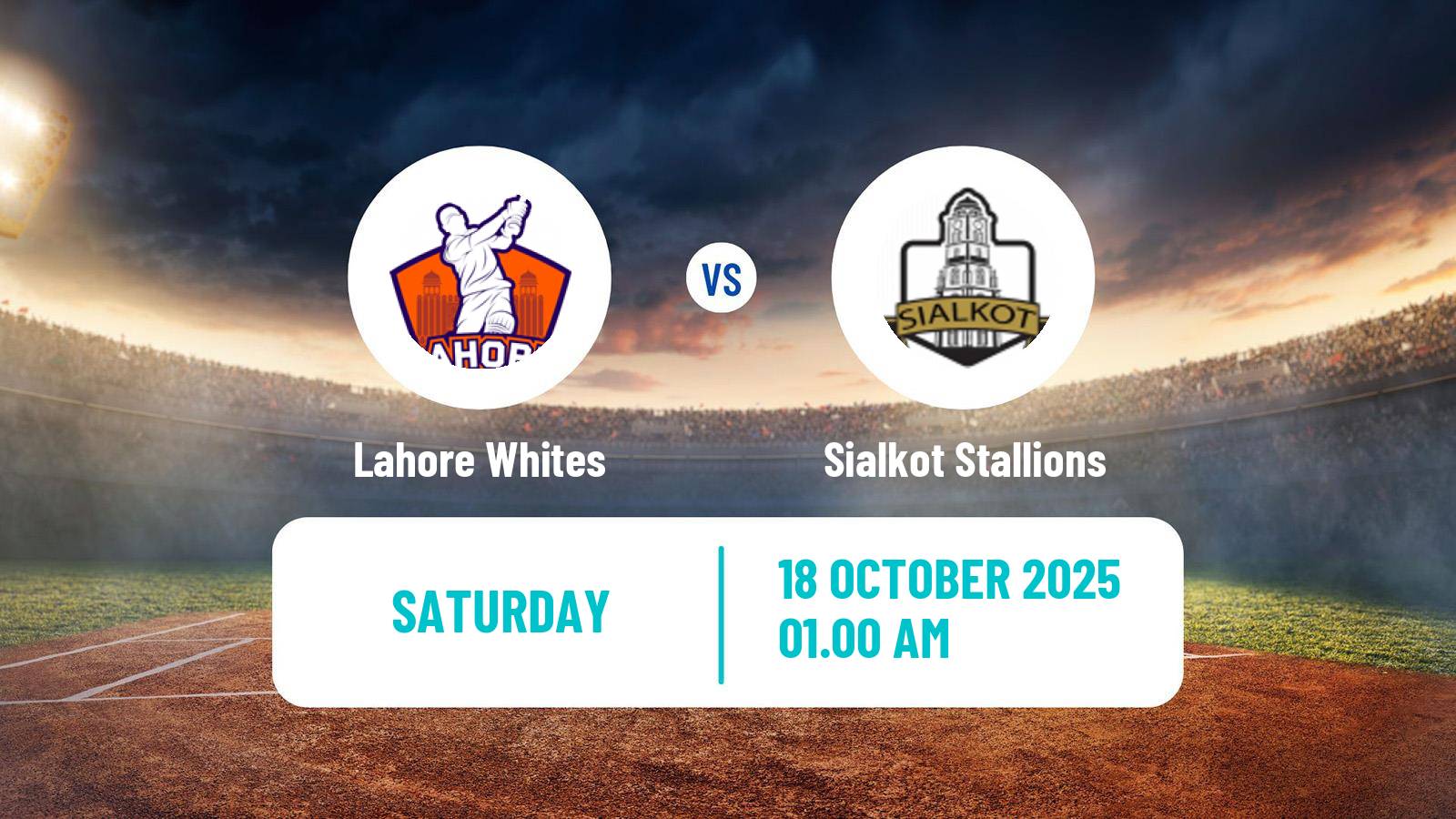 Cricket Pakistan Quaid-e-Azam Trophy Lahore Whites - Sialkot Stallions
