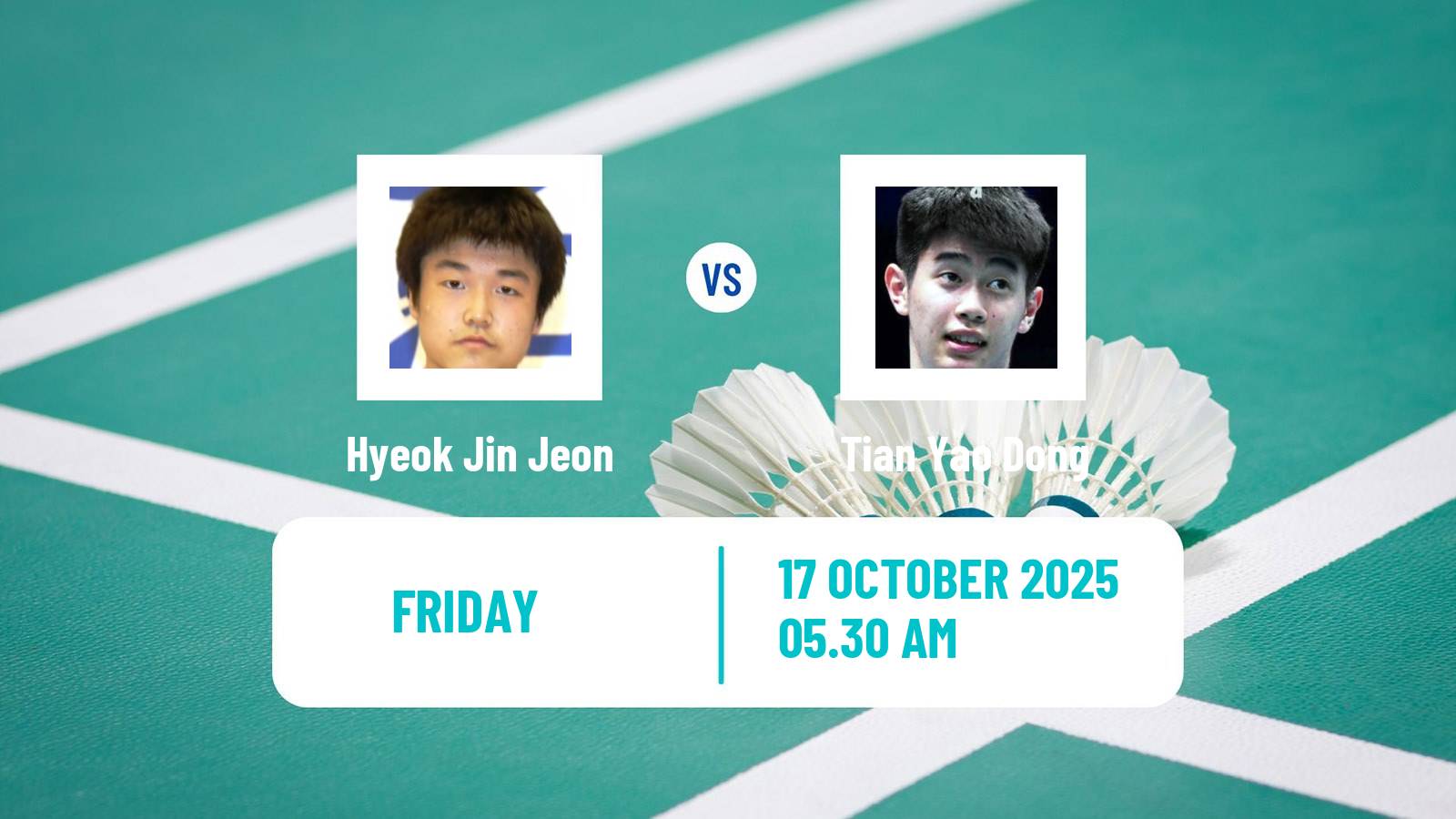 Badminton BWF World Tour Kl Masters Malaysia Super 100 Men Hyeok Jin Jeon - Tian Yao Dong