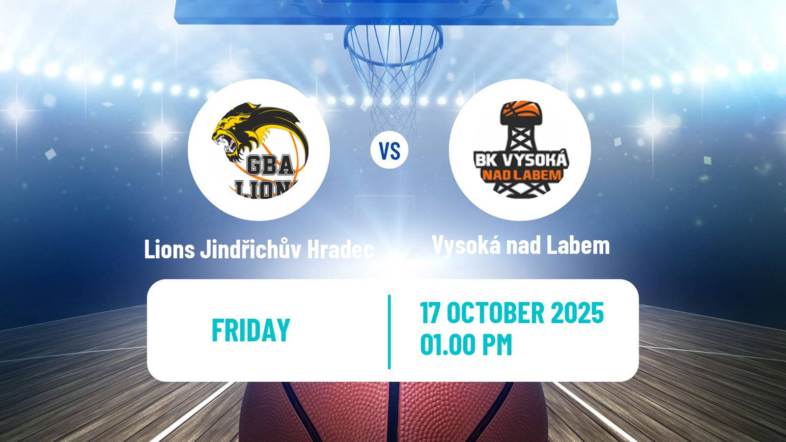 Basketball Czech 1 Liga Basketball Lions Jindřichův Hradec - Vysoká nad Labem