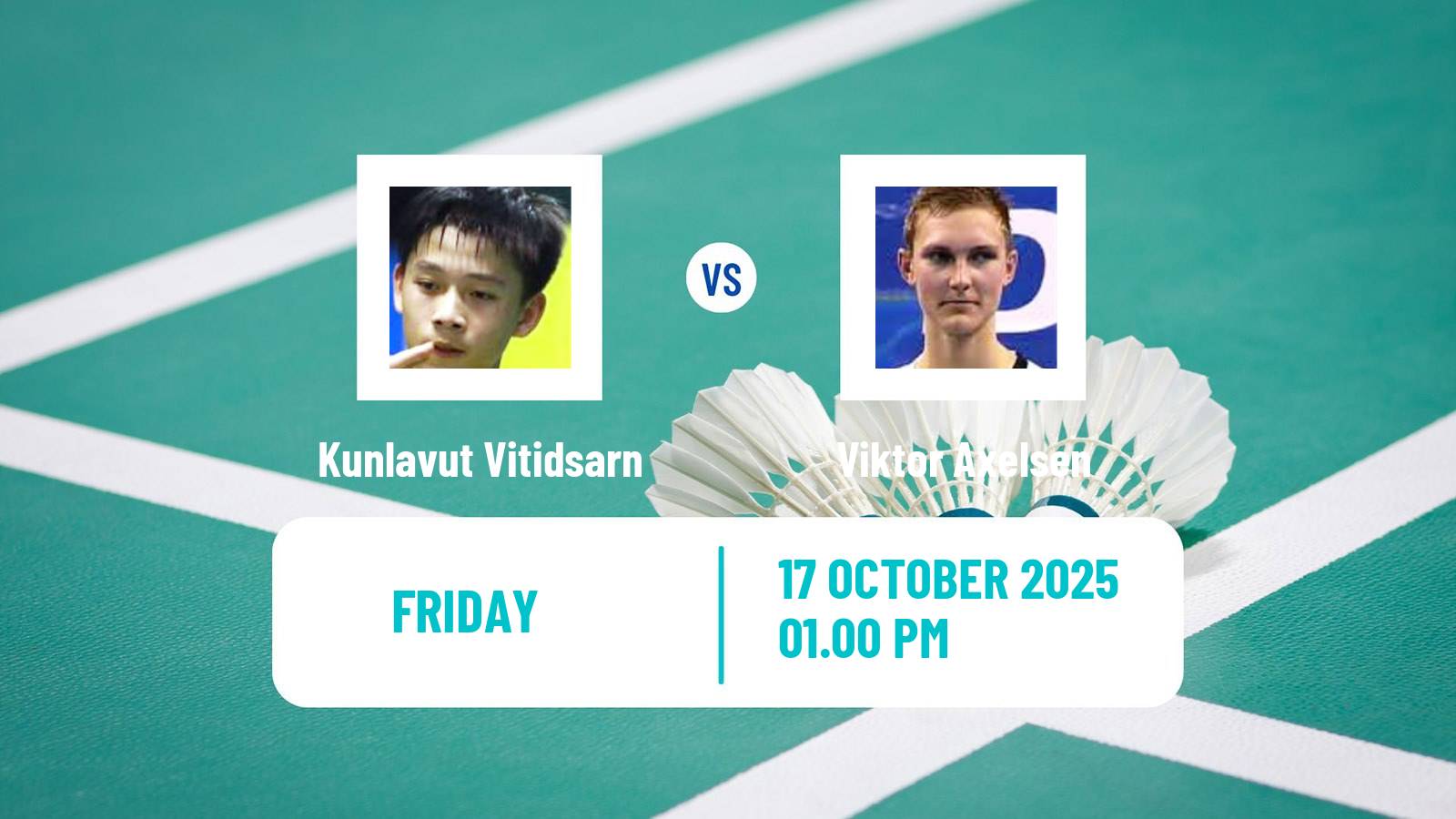 Badminton BWF World Tour Denmark Open Men Kunlavut Vitidsarn - Viktor Axelsen