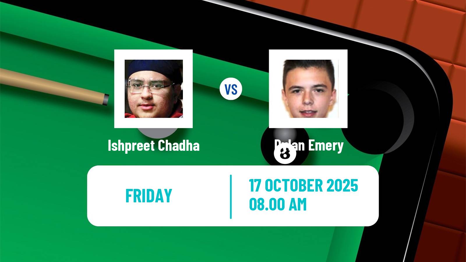 Snooker Scottish Open Ishpreet Chadha - Dylan Emery