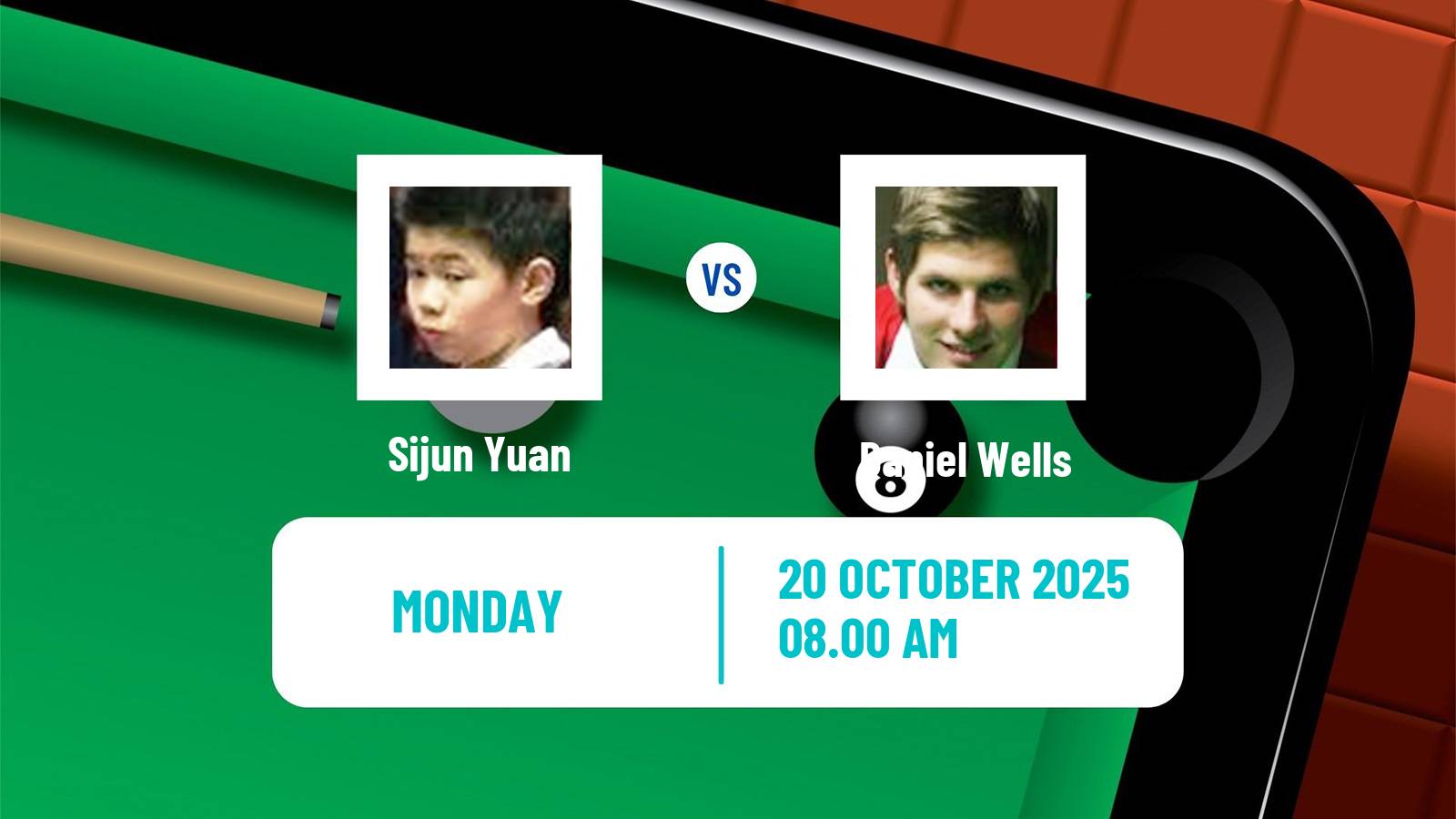Snooker Northern Ireland Open Sijun Yuan - Daniel Wells