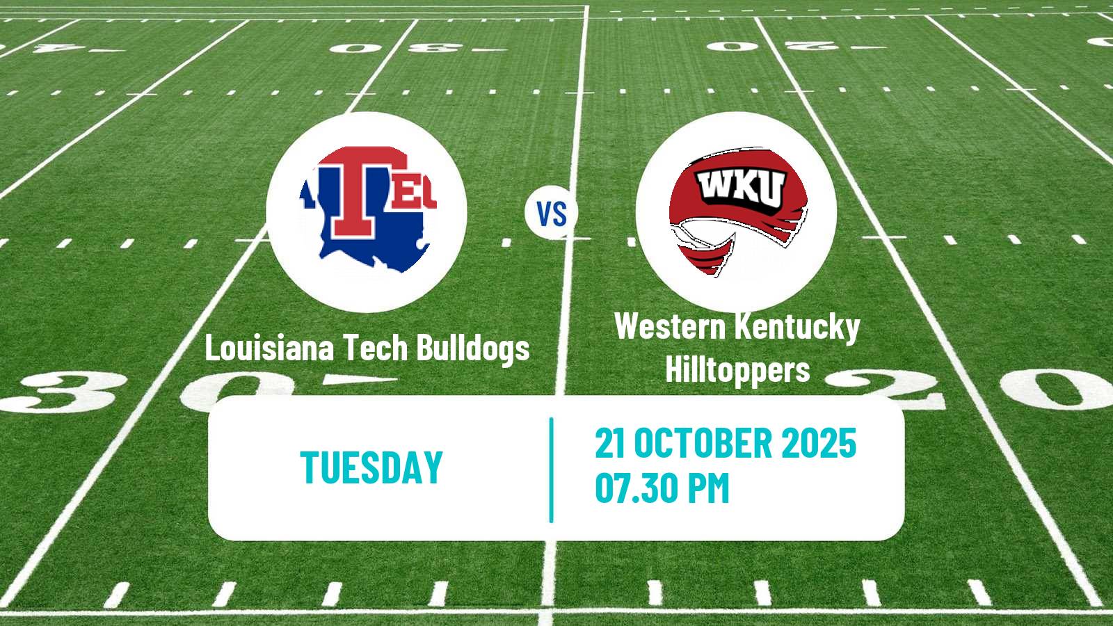 American football NCAA College Football Louisiana Tech Bulldogs - Western Kentucky Hilltoppers