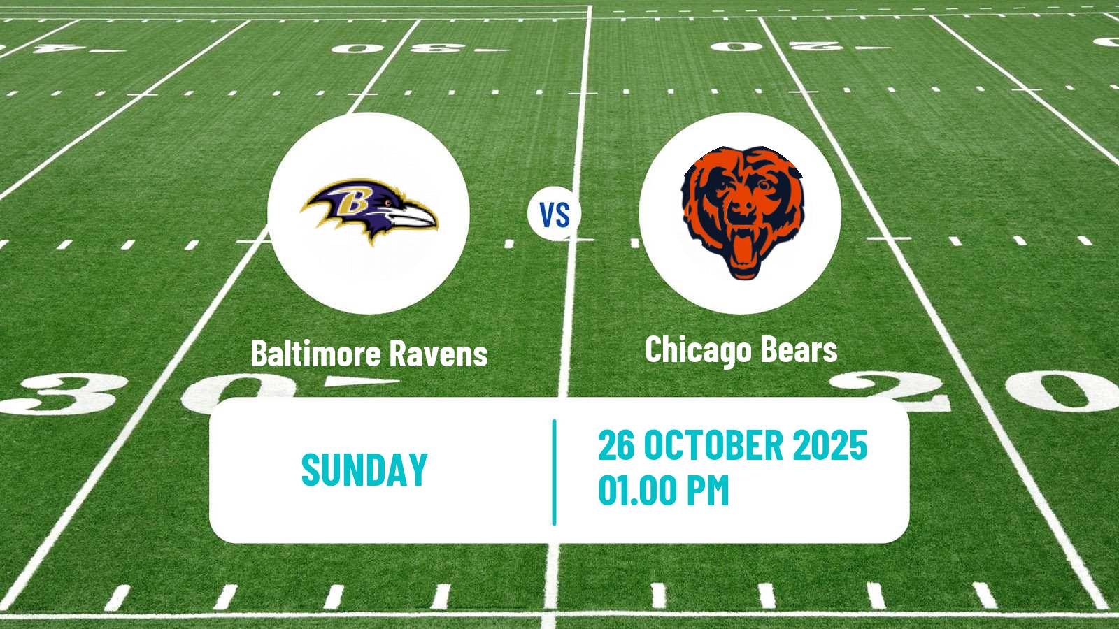 American football NFL Baltimore Ravens - Chicago Bears