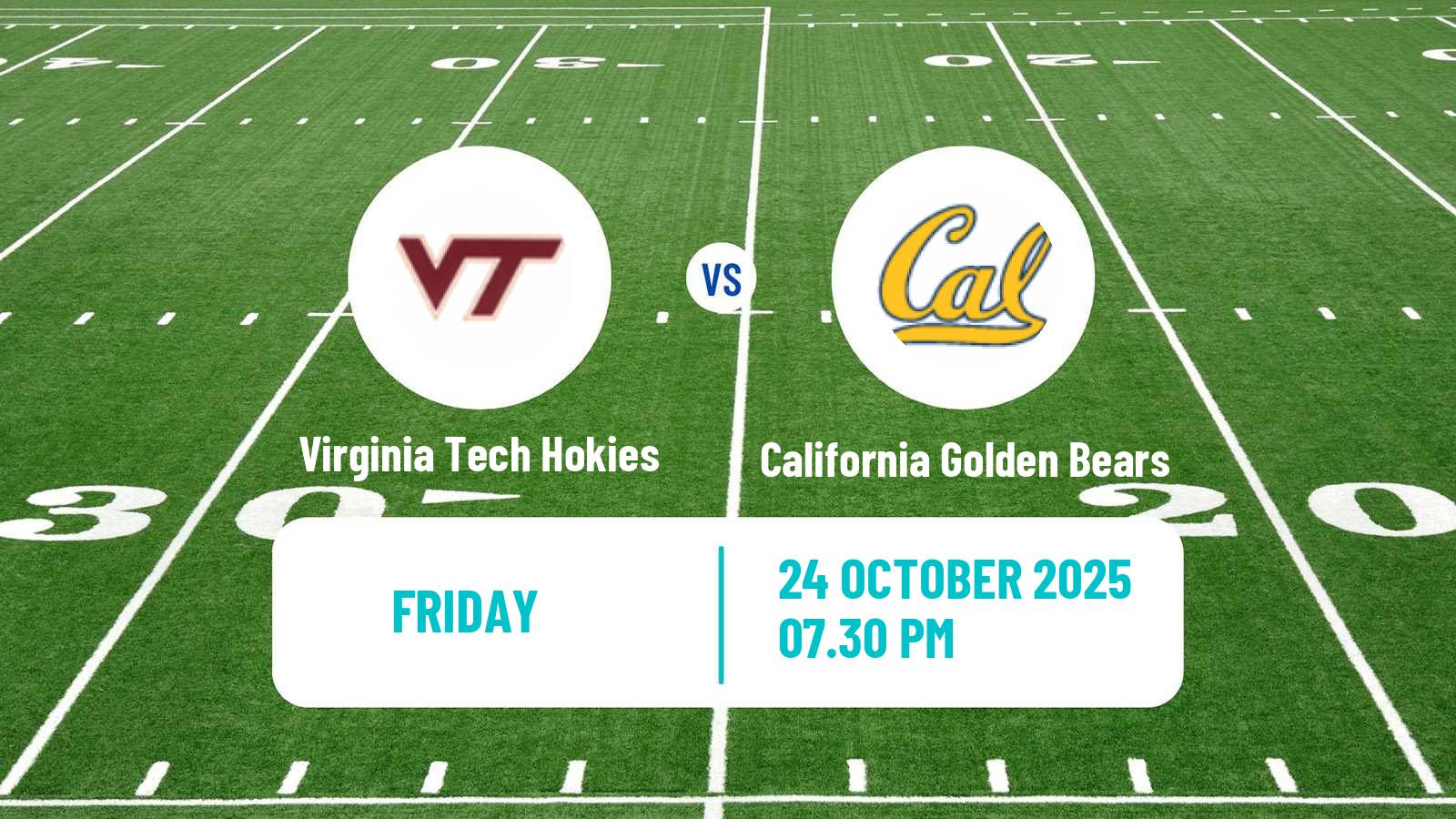 American football NCAA College Football Virginia Tech Hokies - California Golden Bears