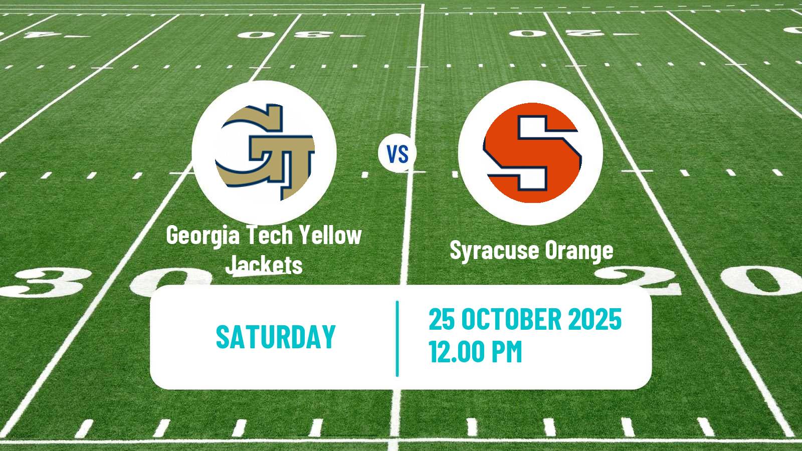 American football NCAA College Football Georgia Tech Yellow Jackets - Syracuse Orange