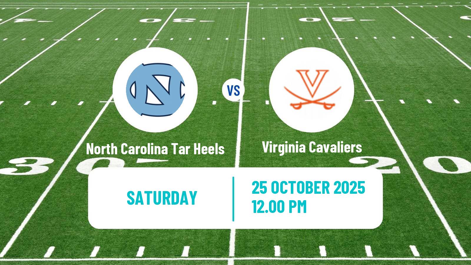 American football NCAA College Football North Carolina Tar Heels - Virginia Cavaliers