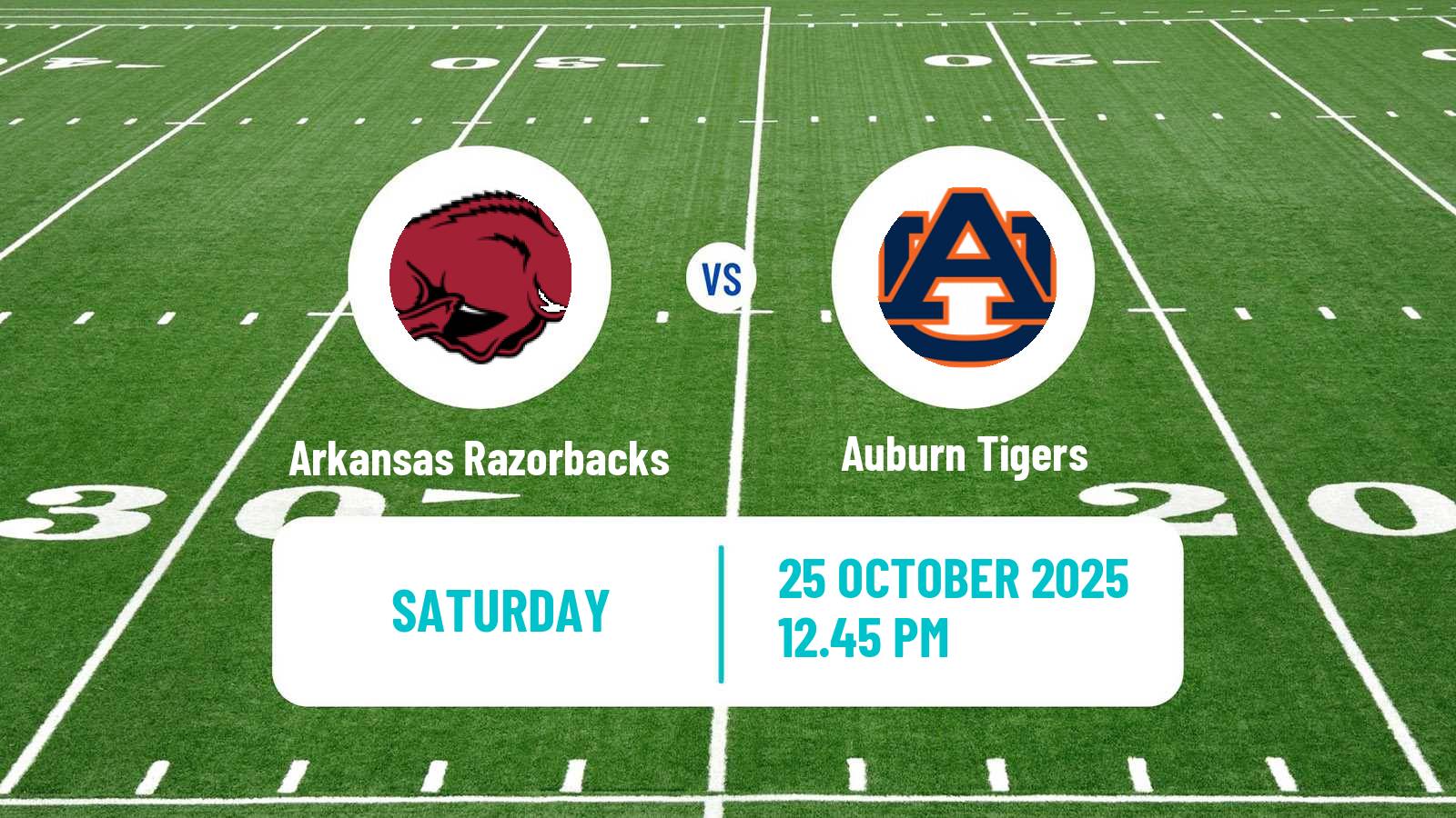 American football NCAA College Football Arkansas Razorbacks - Auburn Tigers