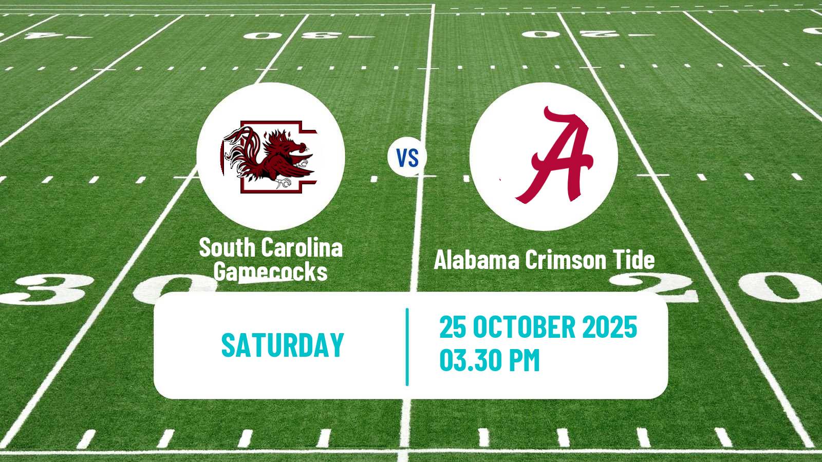 American football NCAA College Football South Carolina Gamecocks - Alabama Crimson Tide