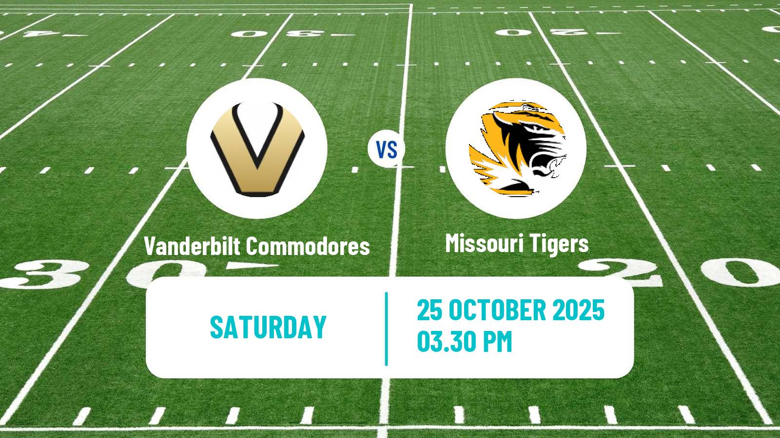 American football NCAA College Football Vanderbilt Commodores - Missouri Tigers
