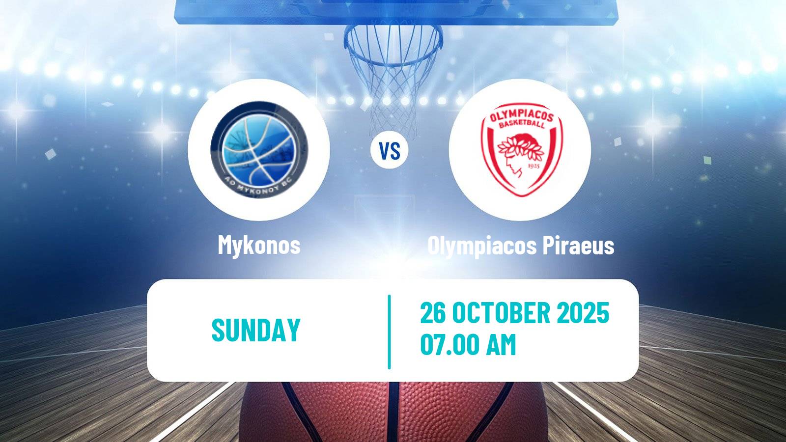 Basketball Greek Basket League A1 Mykonos - Olympiacos Piraeus