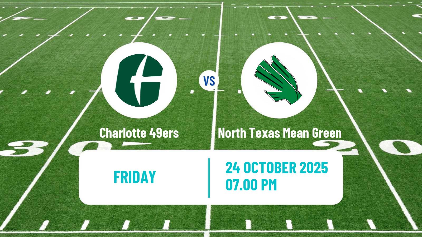 American football NCAA College Football Charlotte 49ers - North Texas Mean Green