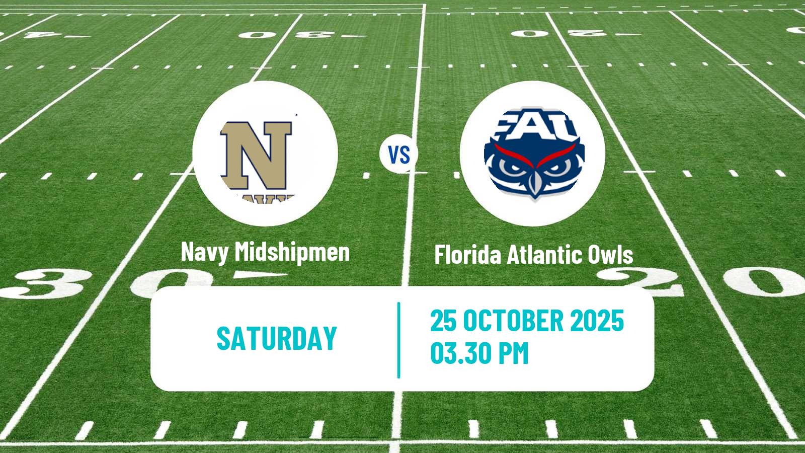 American football NCAA College Football Navy Midshipmen - Florida Atlantic Owls