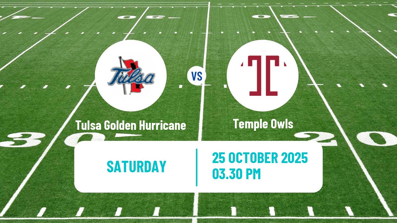 American football NCAA College Football Tulsa Golden Hurricane - Temple Owls