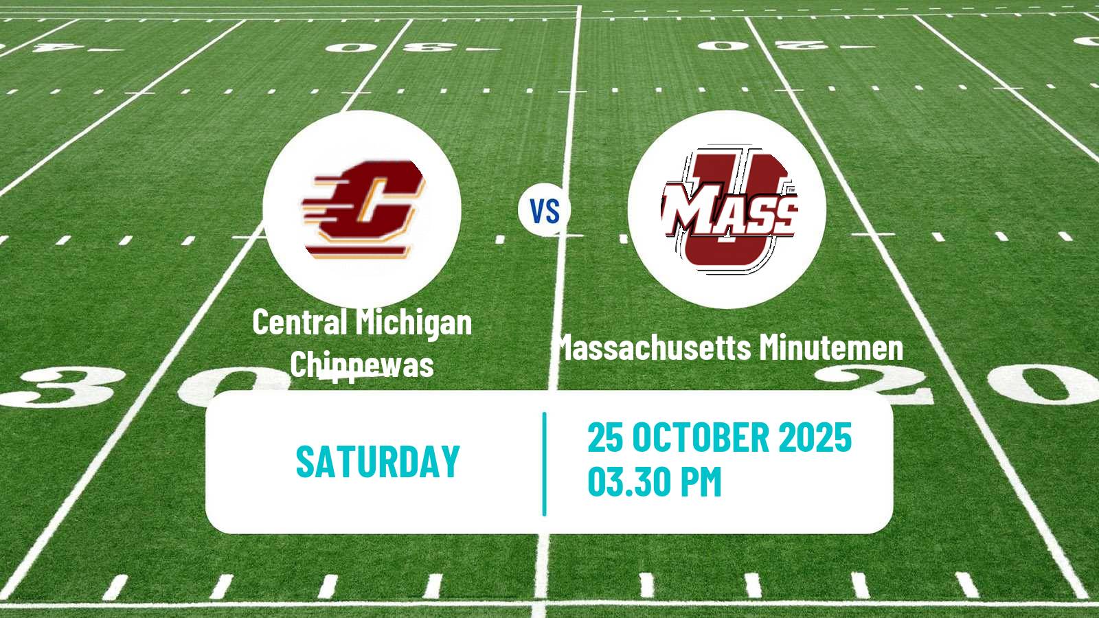American football NCAA College Football Central Michigan Chippewas - Massachusetts Minutemen