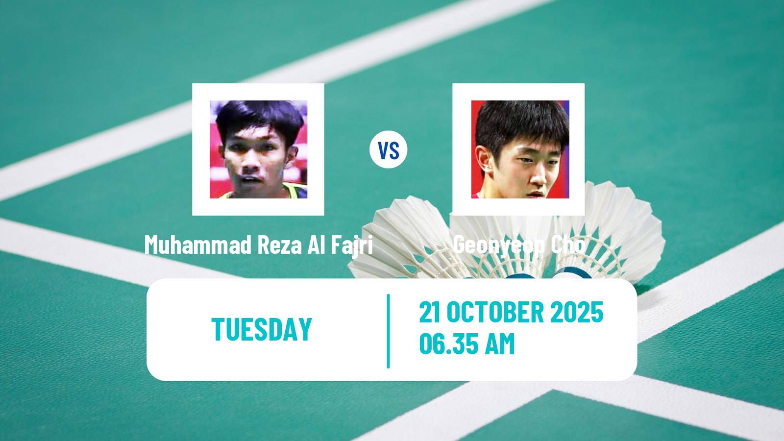 Badminton BWF World Tour Indonesia Masters 3 Men Muhammad Reza Al Fajri - Geonyeop Cho