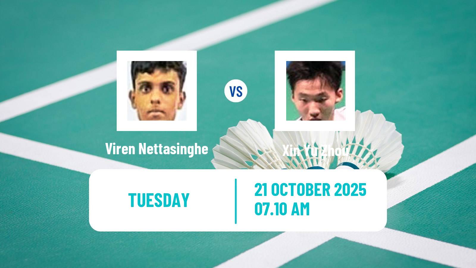 Badminton BWF World Tour Indonesia Masters 3 Men Viren Nettasinghe - Xin Yu Zhou