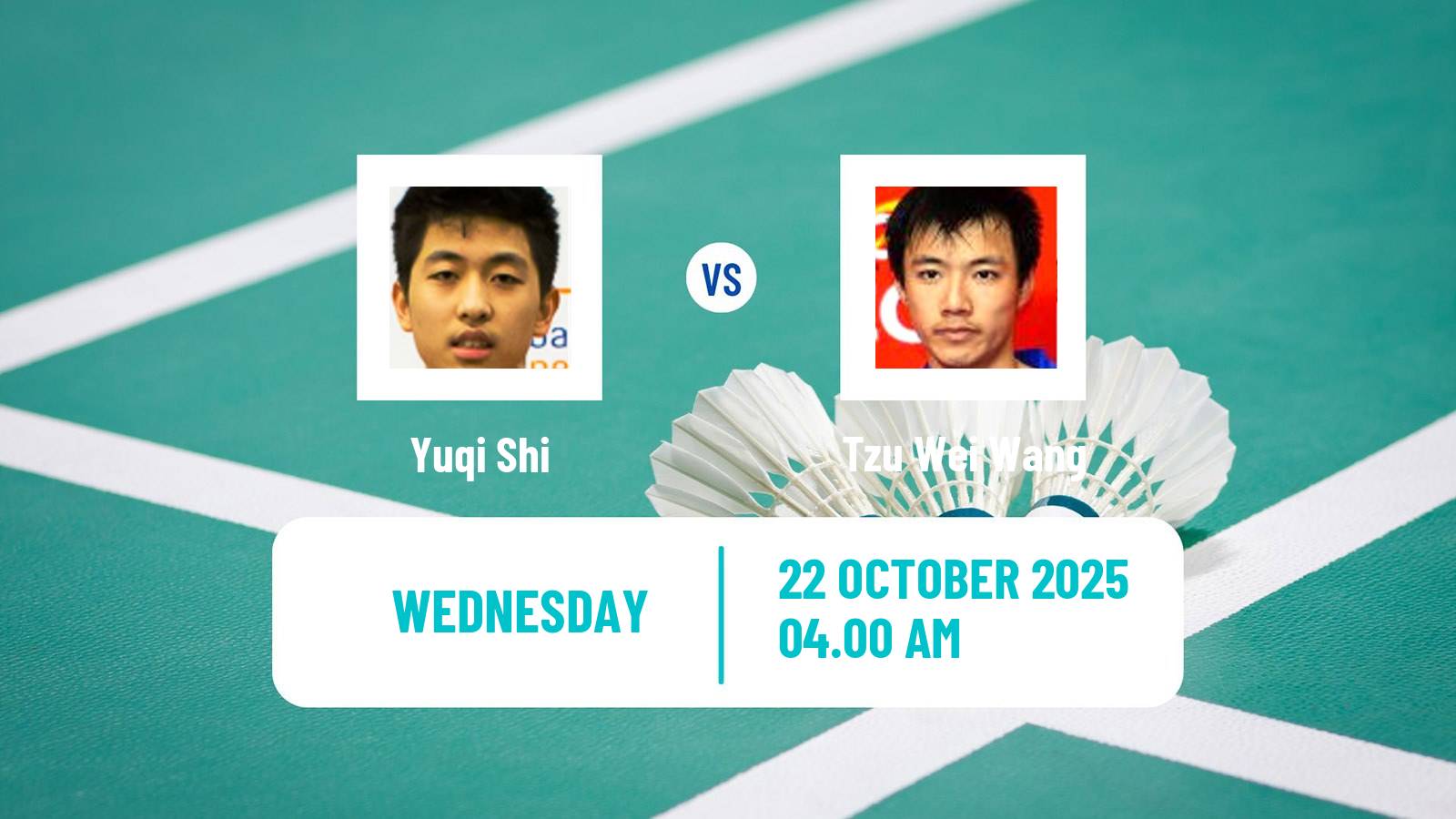 Badminton BWF World Tour French Open Men Yuqi Shi - Tzu Wei Wang