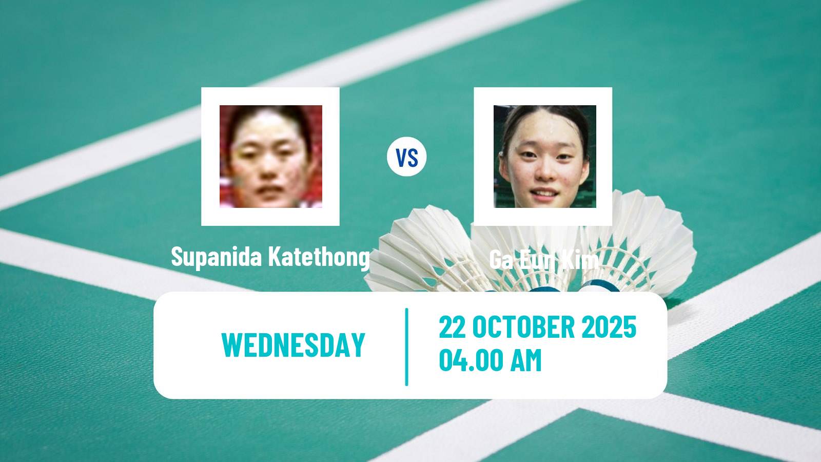 Badminton BWF World Tour French Open Women Supanida Katethong - Ga Eun Kim