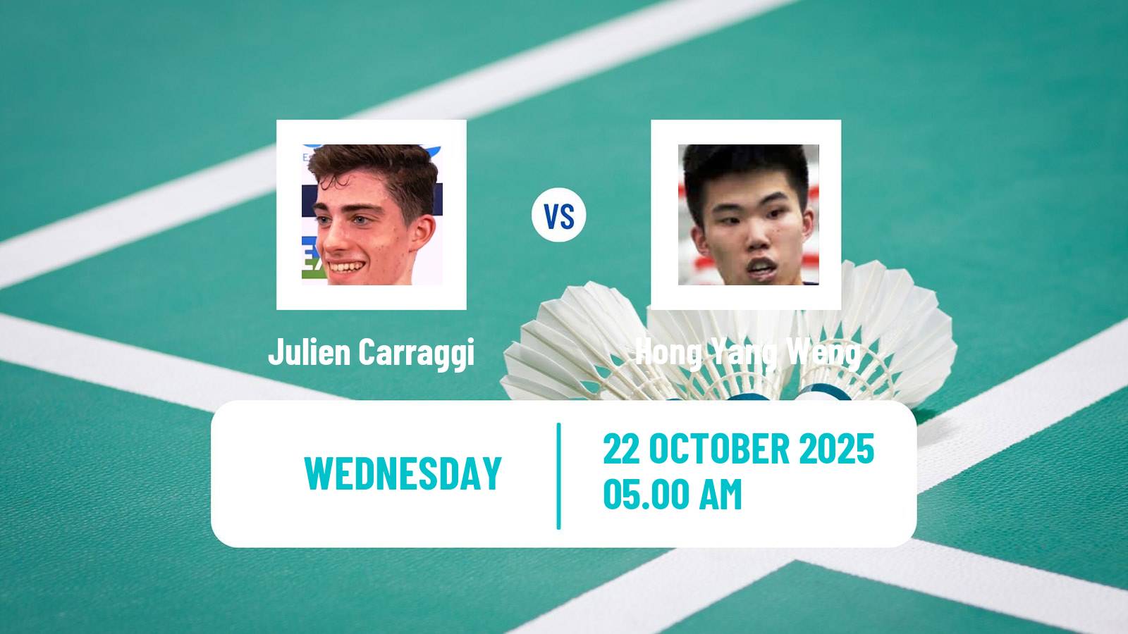 Badminton BWF World Tour French Open Men Julien Carraggi - Hong Yang Weng
