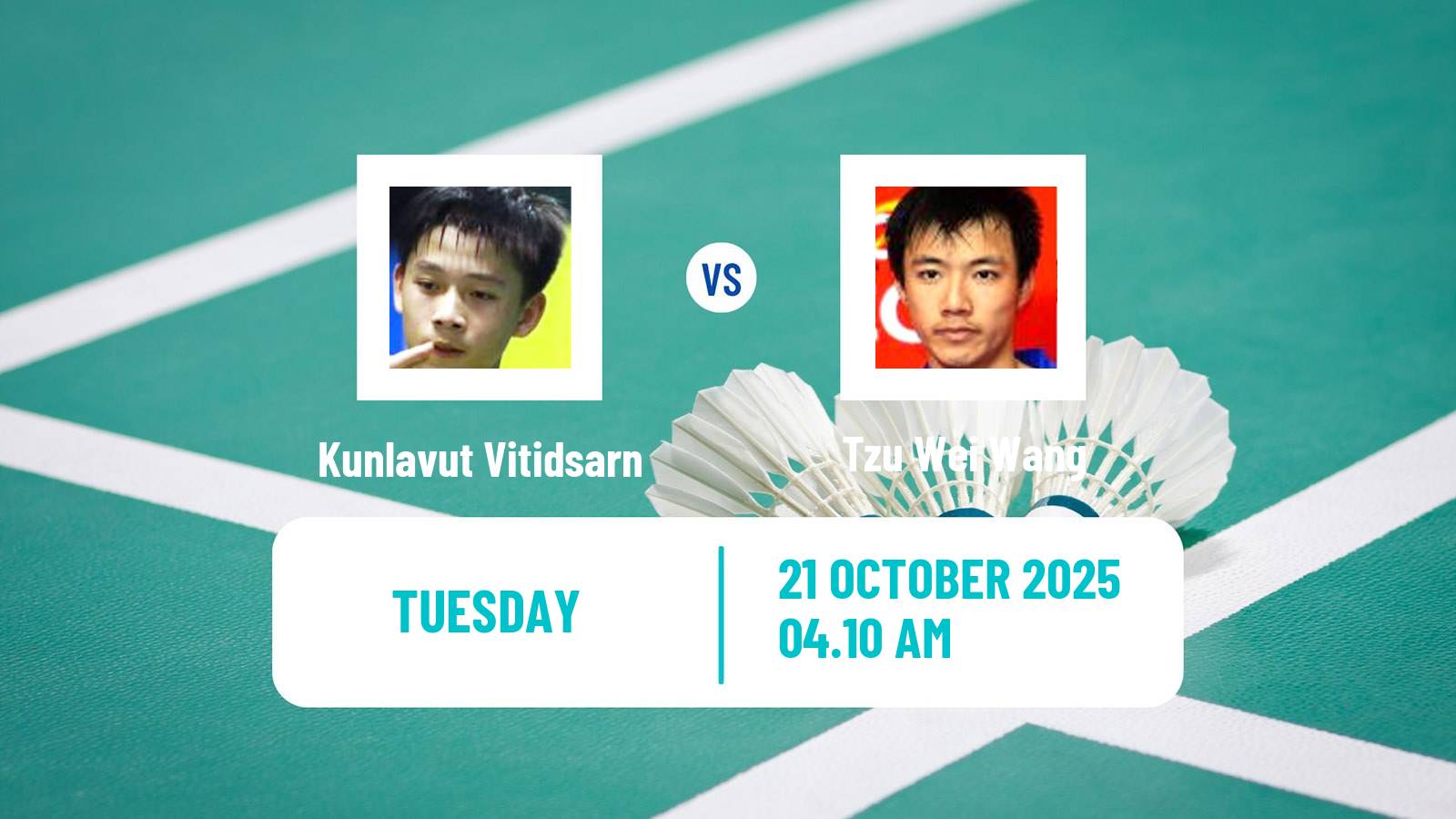 Badminton BWF World Tour French Open Men Kunlavut Vitidsarn - Tzu Wei Wang