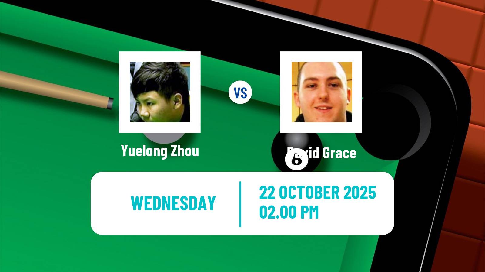 Snooker Northern Ireland Open Yuelong Zhou - David Grace